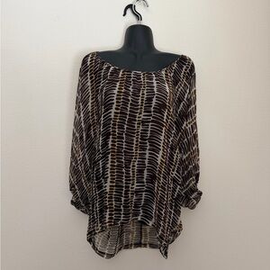 OndadeMar Brown and Cream Patterned Blouse swim coverup